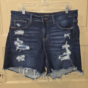 Judy Blue Distressed Cutoff Dark Denim Shorts GUC Size: 1X